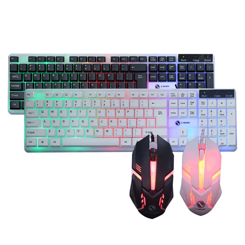 

LIMEIDE T11 Colorful LED Illuminated Backlit USB Wired PC Rainbow Gaming Keyboard Mouse Set A30