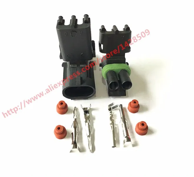 

20 Set 2 Pin 12010973 12015792 Female Male Weather Pack Electrical Wire 2.5 Connector Plug Sealed Wiring Automobile Connectors