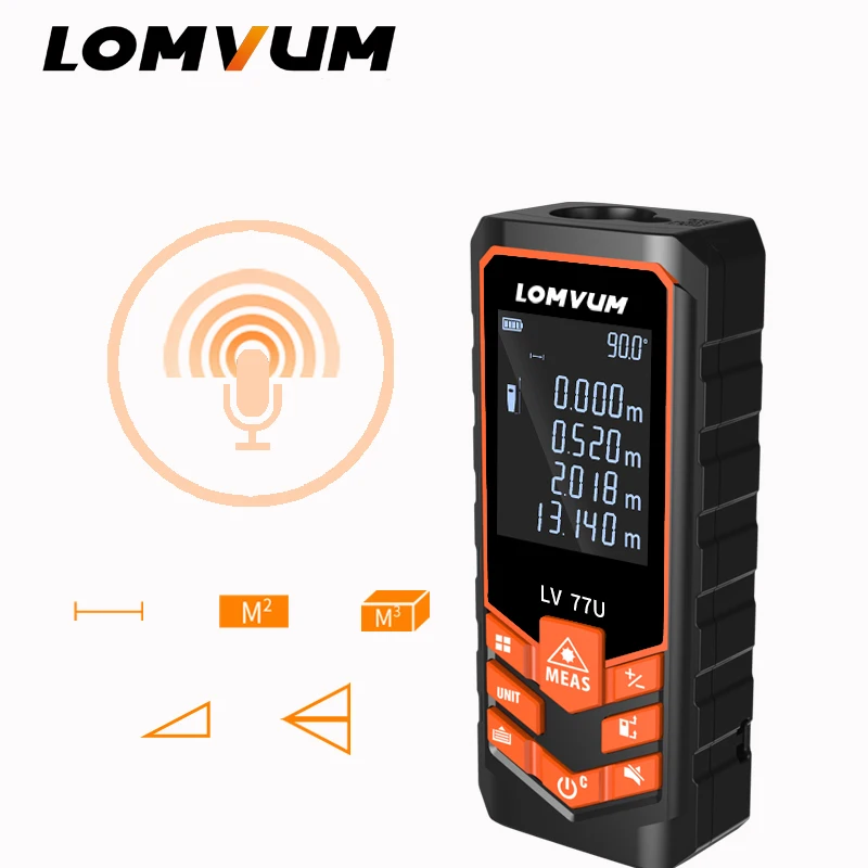 LOMVUM LV 77U Handhold Laser rangefinder Digital Laser Distance Meter USB-Charge Electrical Level tape Laser distance measurer