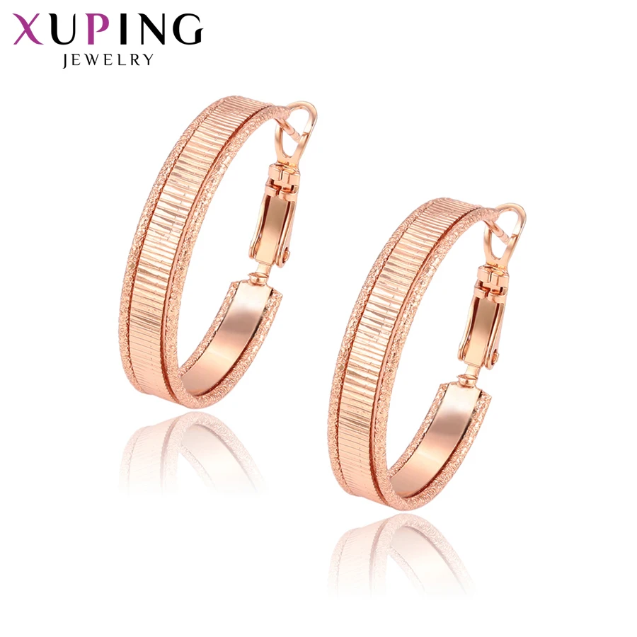 

Xuping Elegant Simple Earrings Hoops Rose Gold Color Plated for Women Girls Jewelry Thanksgiving Gifts S83,2-95429