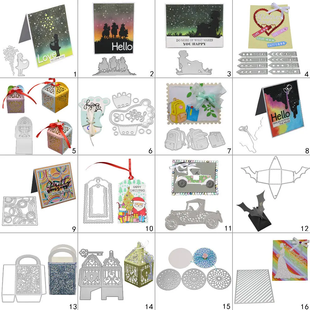 

DIY Box Frame Metal Cutting Dies Stencil Scrapbook Card Album Embossing Craft Fishing Girl Bookmark Lace Box Oil Paint Schoolbag