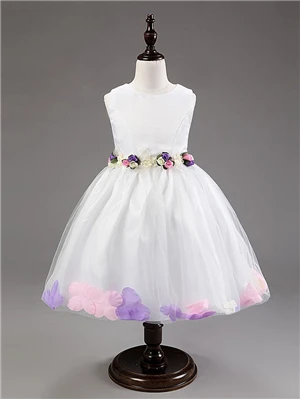 Элегантный для маленьких девочек платье без рукавов с цветочными лепестками дно милые платье принцессы для подружки невесты Одежда для Обувь для девочек - Цвет: White