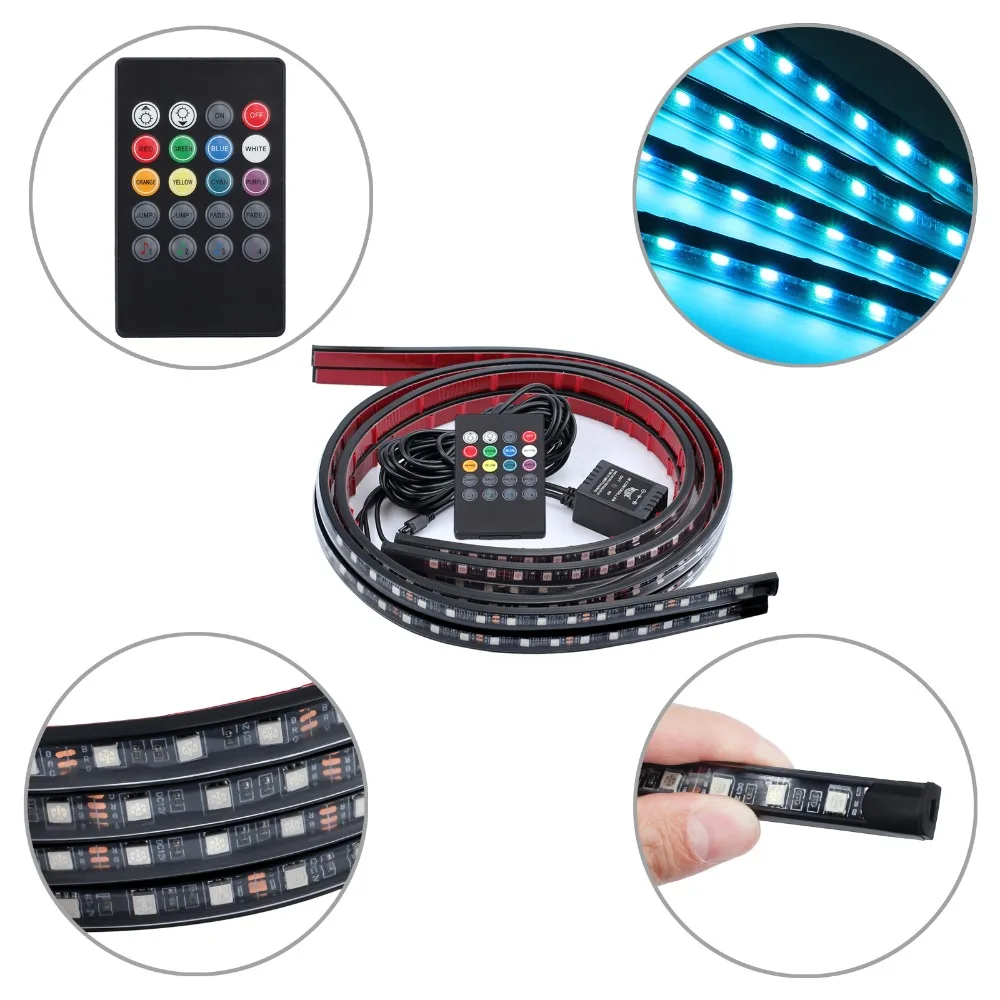 Neoteck 4 шт. RGB светодиодный 8 цветов под Автомобильная трубка полоса светящийся