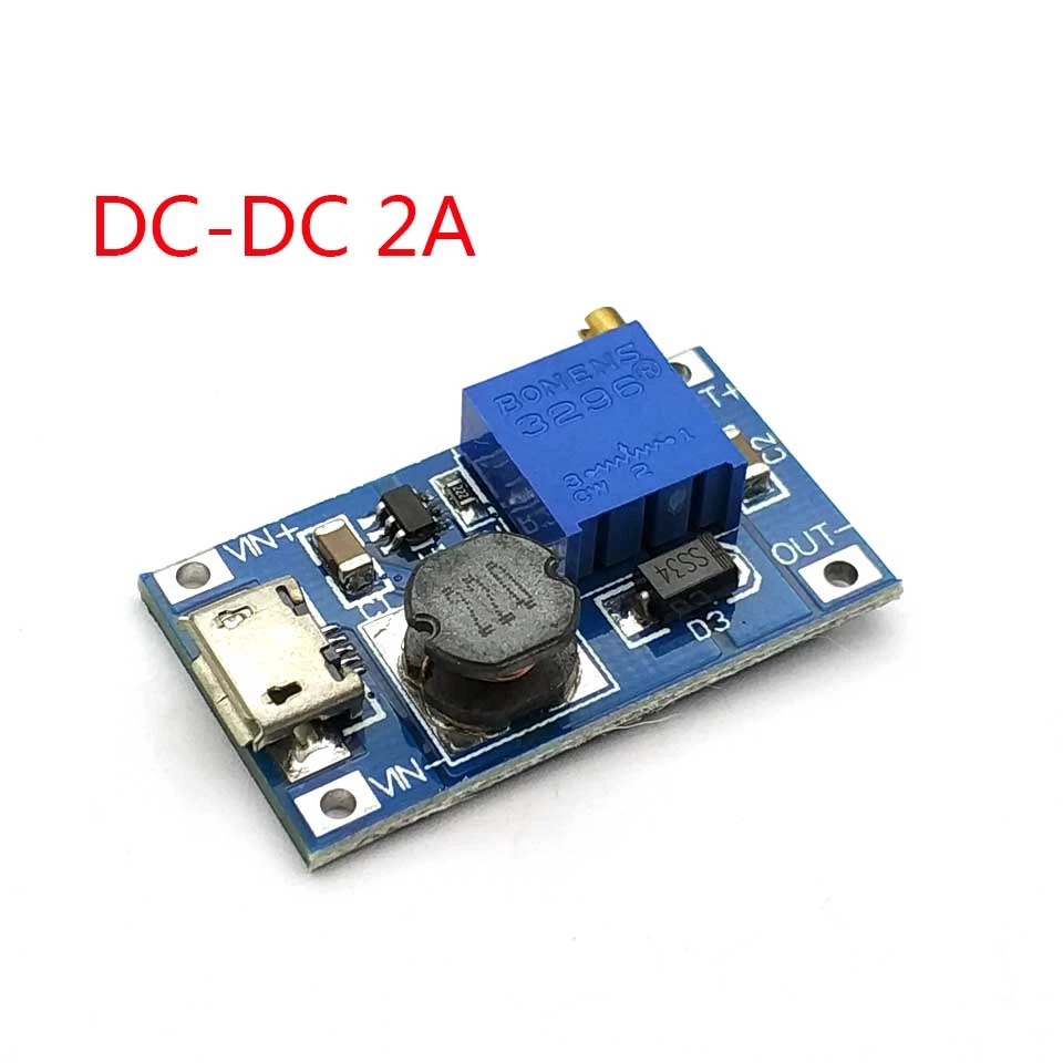 Регулируемый Повышающий Модуль 2А с MICRO USB 2в 24в до 5В 9В 12В 28В MT3608 LM2577|module 5v|module 12vmodule