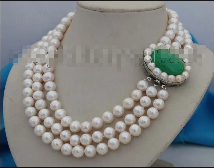 

Hot sell Noble- hot sell new - 3rows 18-19-20" Genuine Natural 10mm White Round pearl Necklace #f1894!^^^@^Noble style Natural F