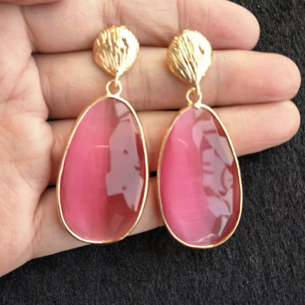 Розовые зеленые прозрачные висячие серьги с каплями Bijoux Femme женские ювелирные