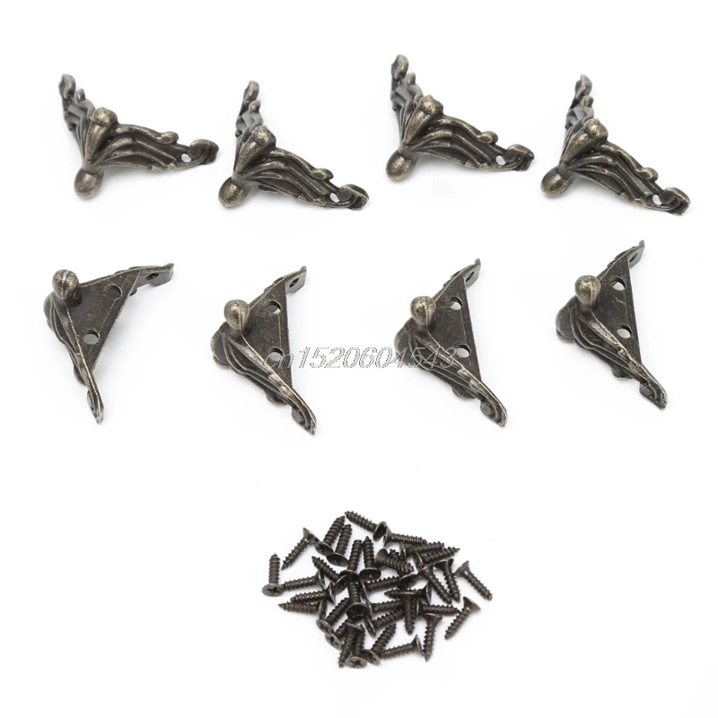 

8 x Decorative Antique Bronze Jewelry Gift Box Wood Case Feet Leg Corner Protector R06 Drop Ship
