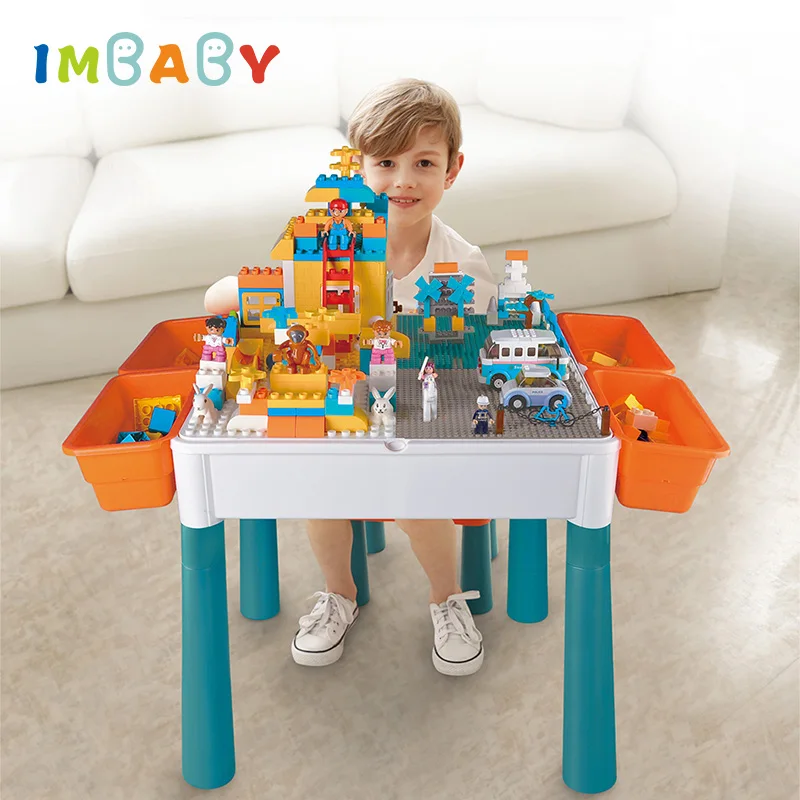 

IMBABY Building Blocks Kids Building Block Table Kid Study Table Desk For Building Block DIY Creative Educational Kids Toys