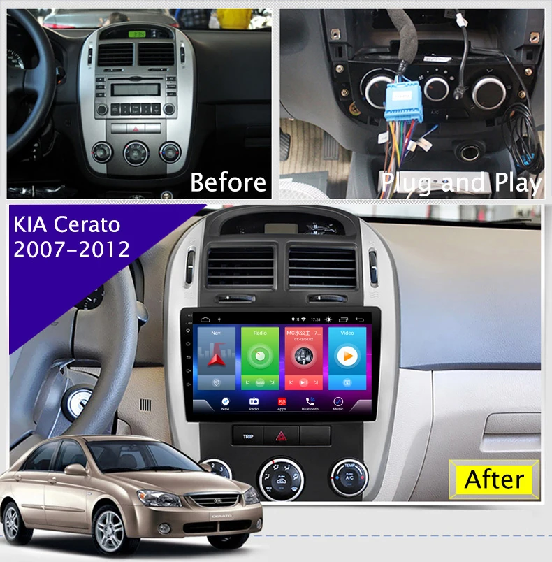 Excellent Car Android 8.1 Multimedia Player for KIA Cerato 2012 2016 GPS Navigation Device USB bluetooth steering wheel control support 5