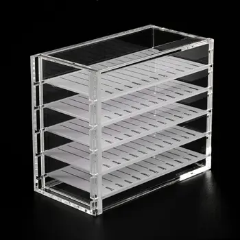 

5 Layers Clear Eyelash Storage Box Makeup Organizer False Eyelashes Glue Pallet Holders Extension Tool 2x11.8x9.8cm
