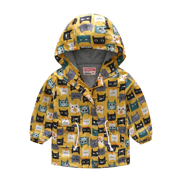 Детские куртки с рисунком для мальчиков и девочек 3-7 лет; коллекция года; сезон весна-осень; пальто с капюшоном для мальчиков; повседневная детская ветровка; Одежда для девочек - Цвет: Yellow