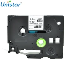 Unistar HSe-211 совместимый с brother термоусадочная трубка 6 мм X 1,5 м белая желтая этикетка принтер HSE211 HSE611