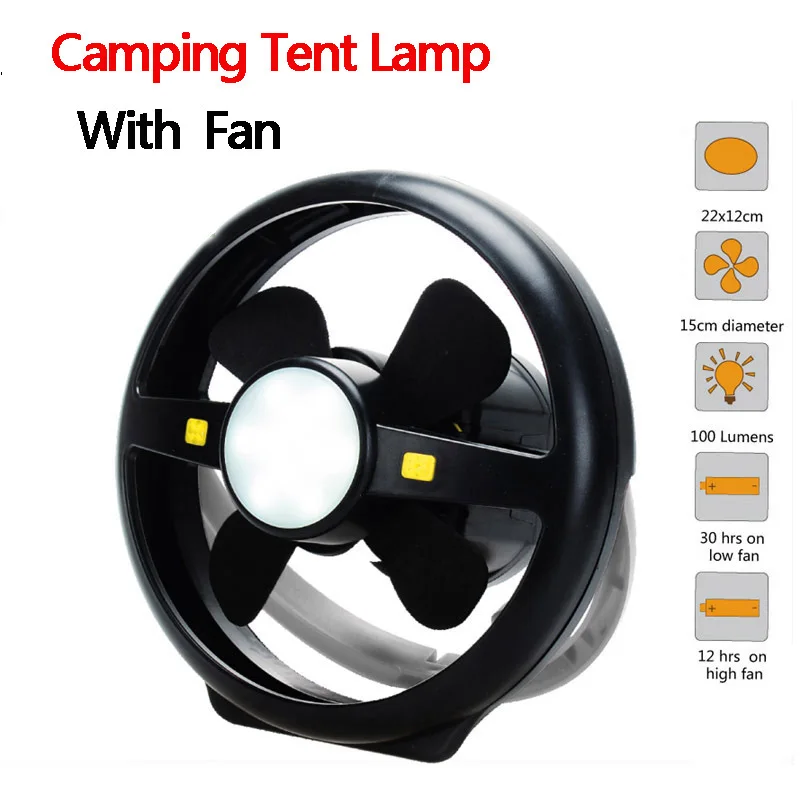 Bright Portable LED Camping Lantern Flashlights with Ceiling Fan Tent Lantern Camping Gear Supplies Equipment Outdoor Hiking (6)
