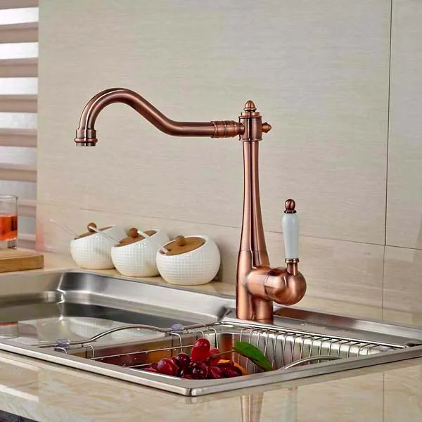 Kitchen Faucet Swivel Spout Vessel Sink Mixer Tap Ceramic Handle Deck Mounted Antique Brass kitchen faucet swivel spout vessel sink mixer tap ceramic handle deck mounted antique brass