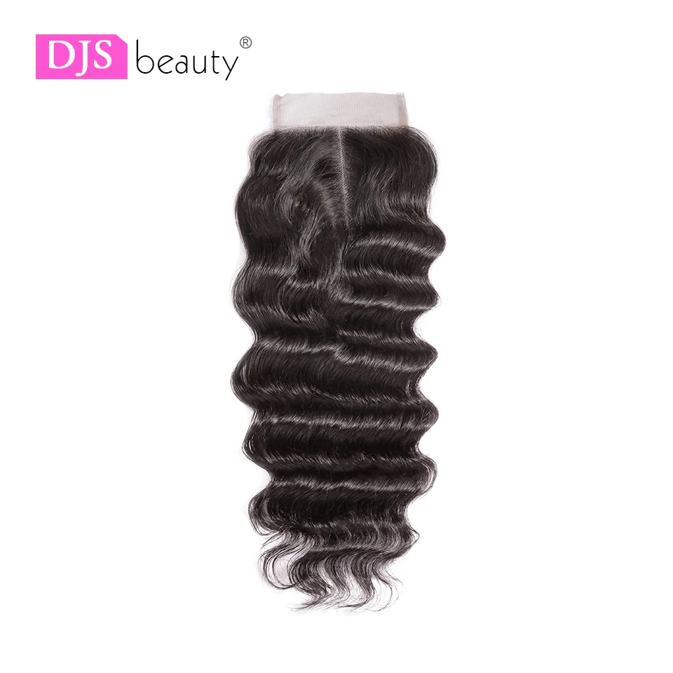 DJS beauty Hair Бразильский Натуральный волнистый средний часть 4*4 Кружева Закрытие remy волосы бесплатная доставка