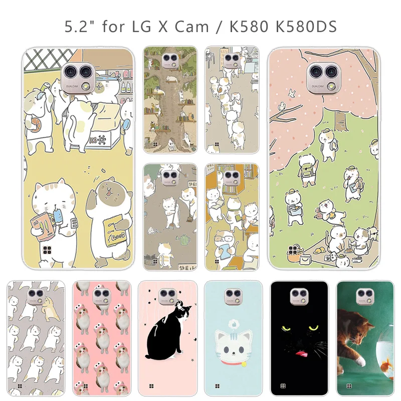 Cases for LG X Cam K580 K580Y Xcam K580DS 5.2 Inch CuteCat Case Soft Silicone Clear TPU Covers Skin Lg |