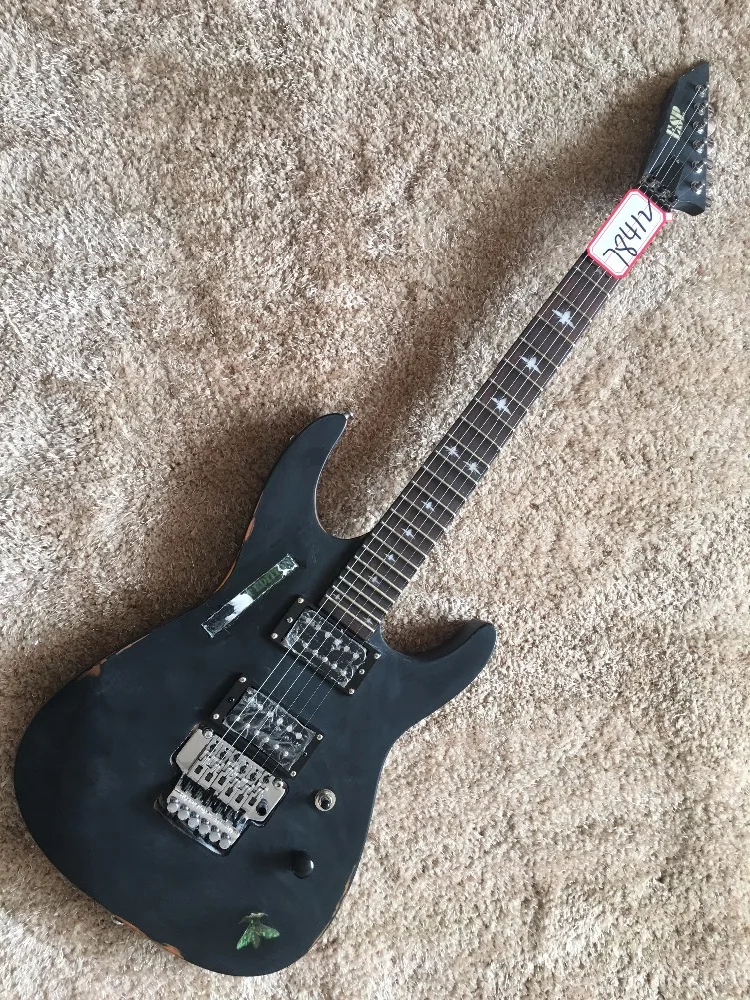 esp ltd custom guitar Mate black color ESP aged guitar Floyd rose