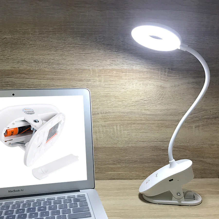 Гибкий USB светодиодный настольный светильник с клипсой затемняющий сенсорный