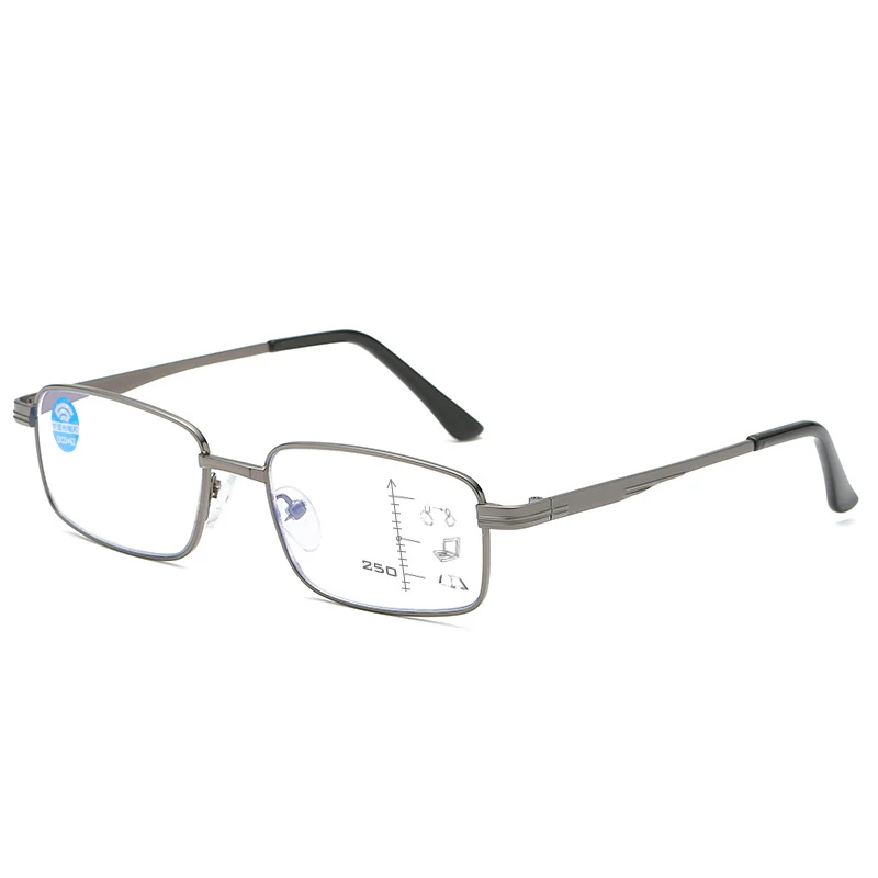 Анти-синий свет очки для чтения лупа очки для мужчин и женщин металлические прогрессивные многофокусные очки с диоптриями Ochki LHG71 - Цвет оправы: Gun gray
