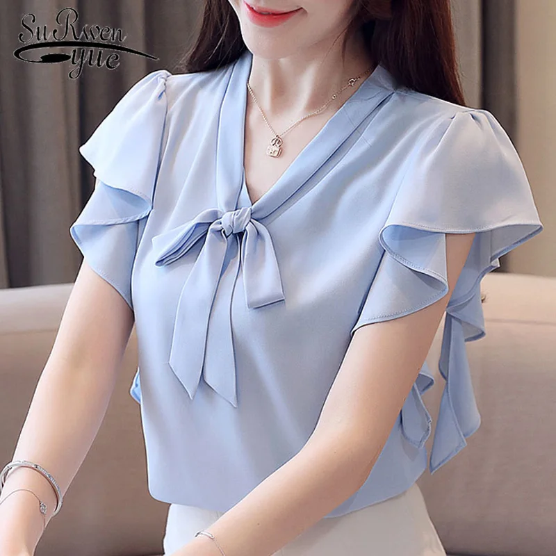womens tops and blouses camisas mujer women chiffon blouse blusas mujer de moda 2019 women blouses short sleeve shirts 4080 50