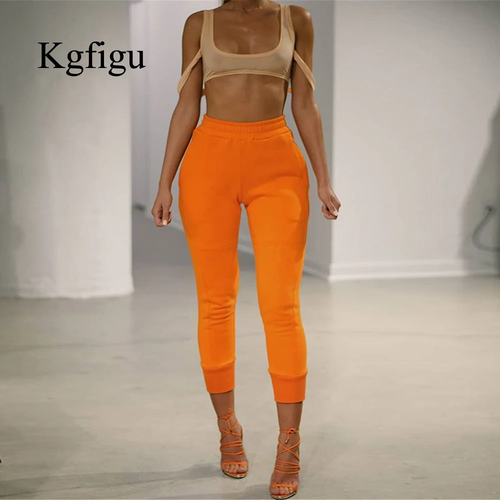 

KGFIGU 2019 Autumn Women Fashion Casual Fitness Pants Womens Streetwear High Waist Jogging Pants Snug Trousers Dropshipping