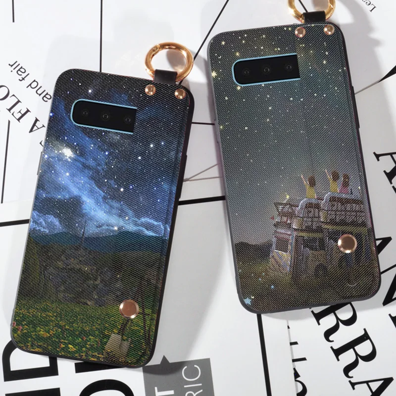 

Soft Silicone Case For Samsung Galaxy S8 S9 S10 Plus Space Sky Strap Cover For Samsung Galaxy S10 Lite S10E Holder Cover