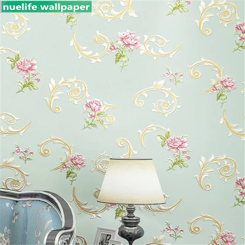 

European style pastoral rose pattern non-woven wallpaper Wedding room bedroom living room TV sofa background wall paper