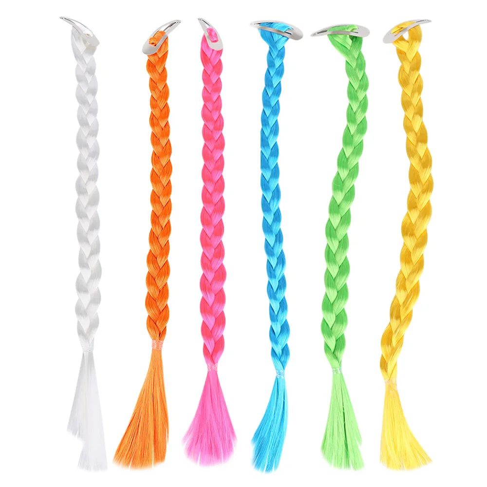 

Nylon Hair Braid Extensions Attachments Colored Party Highlight Clip on in Hair Multiple Colors wig Streak Synthetic Hairpiece