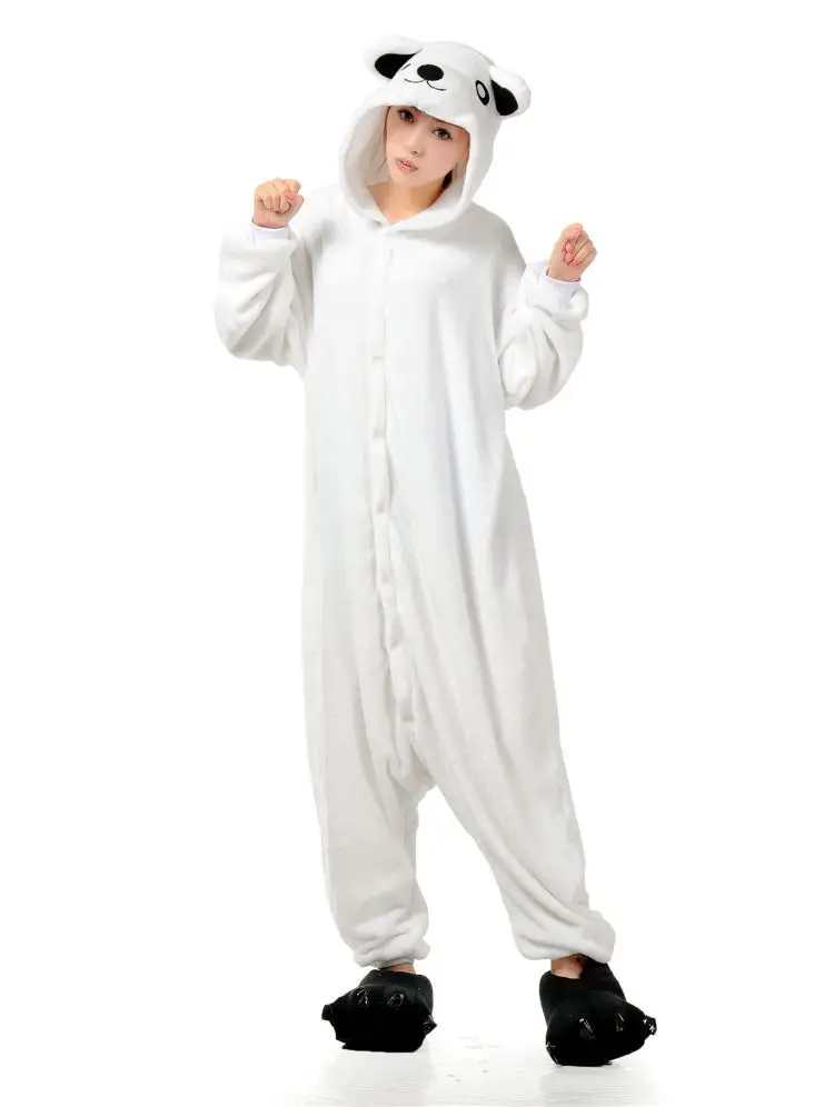 HKSNG New Adult Animal Polar White Bear Onesies Kigurumi Fleece Pajamas Cartoon Cosplay Costumes Jumpsuits Christmas Gift Kigu