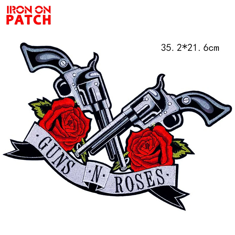 

Iron On Patch Guns Roses Tactical Stickers High Quality Embroidered Patch Army Fan Badge On Backpack Scrapbooking Accessories