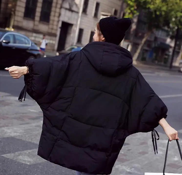 Loose big pockets thick Bat Sleeved women down coats high quality 90% White duck down hooded sweet female down jackets gx1248