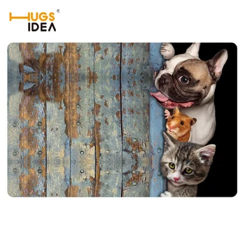 

HUGSIDEA Modern Style Home Floor Carpet Cute 3D Animal Pug Dog Cat Pattern Non-slip Doormat Rugs for Living Room Kitchen Tapis