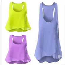 Женская летняя футболка без рукавов жилет асимметричный подол шифоновая рубашка