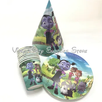 

26pcs/lot Vampirina Girl Party Disposable Tableware Set Birthday Baby Shower Party Paper Cup Plate Party Tableware Supplies