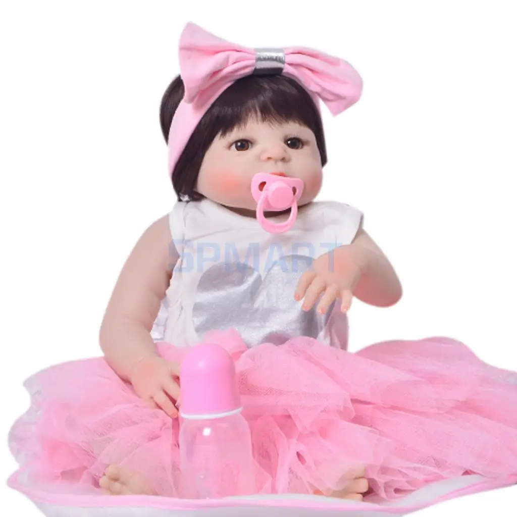 Комплект из 2 предметов, Одежда для куклы Реборн, комбинезон для маленьких девочек 22-23 дюймов, юбка, платье, повязка на голову с цветами