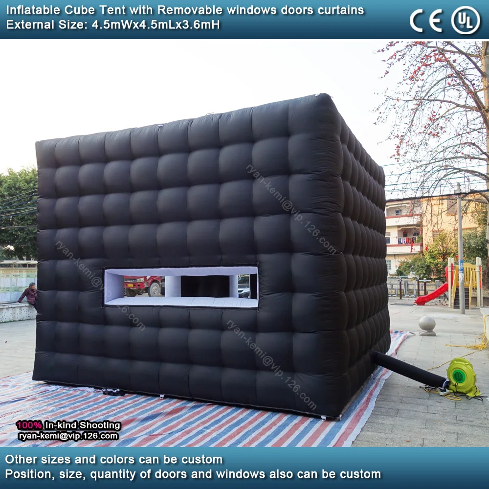4.5mwx4.5mlx3.6mH Black White Inflatable Cube Tent Outdoor Portable Events Room Shelter For Trade Show Party Photo Booth 5