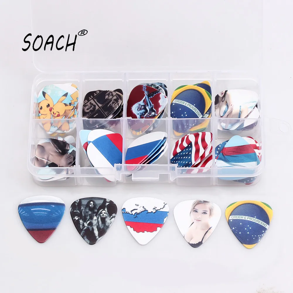 SOACH 50 шт. 0 46 1 мм + коробка для медиаторов высококачественные Двухсторонние серьги