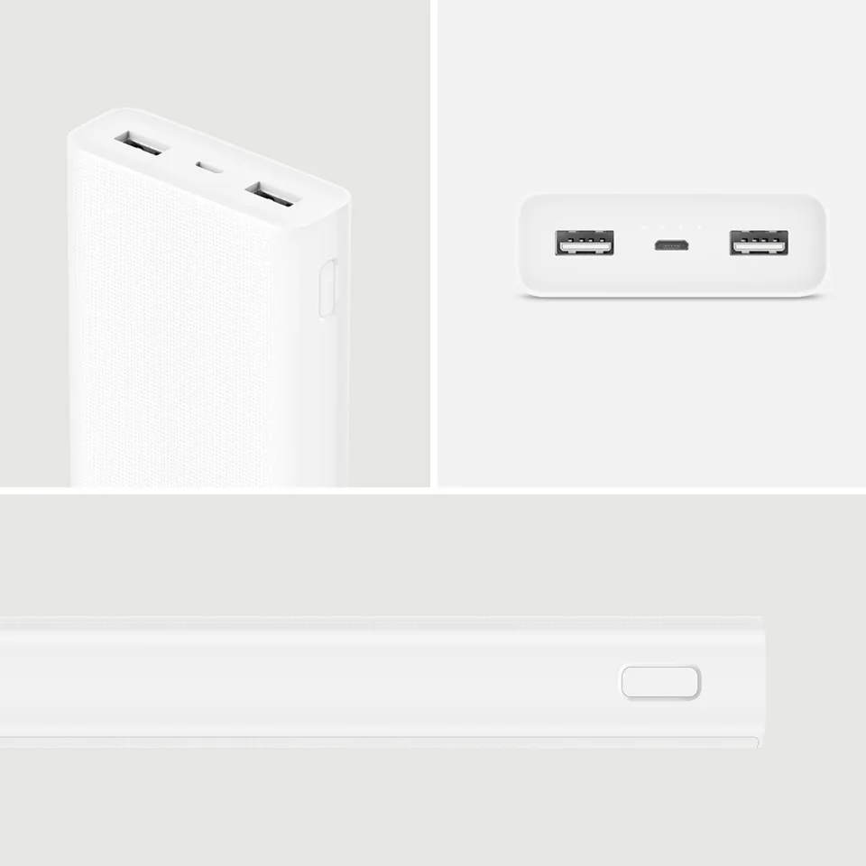 Original Xiaomi Power Bank 20000mAh 2C External Battery portable charging Dual USB QC3.0Mi 20000 mAh Powerbank charger for phone