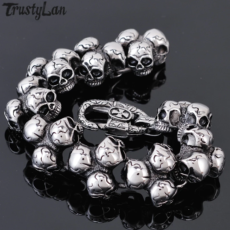 Stainless Steel Death Head Skull Bracelet Men Friendship Men's