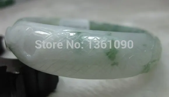 

xd 00495 NATURE GRADE "A " CARVING GREEN JADE JADEITE BRACELET BANGLE 57MM (A0502)