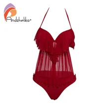 Andzhelika, новинка, сдельный купальник, Женский Одноцветный купальник, монокини, боди, сетчатый купальник, пуш-ап, летние пляжные купальники