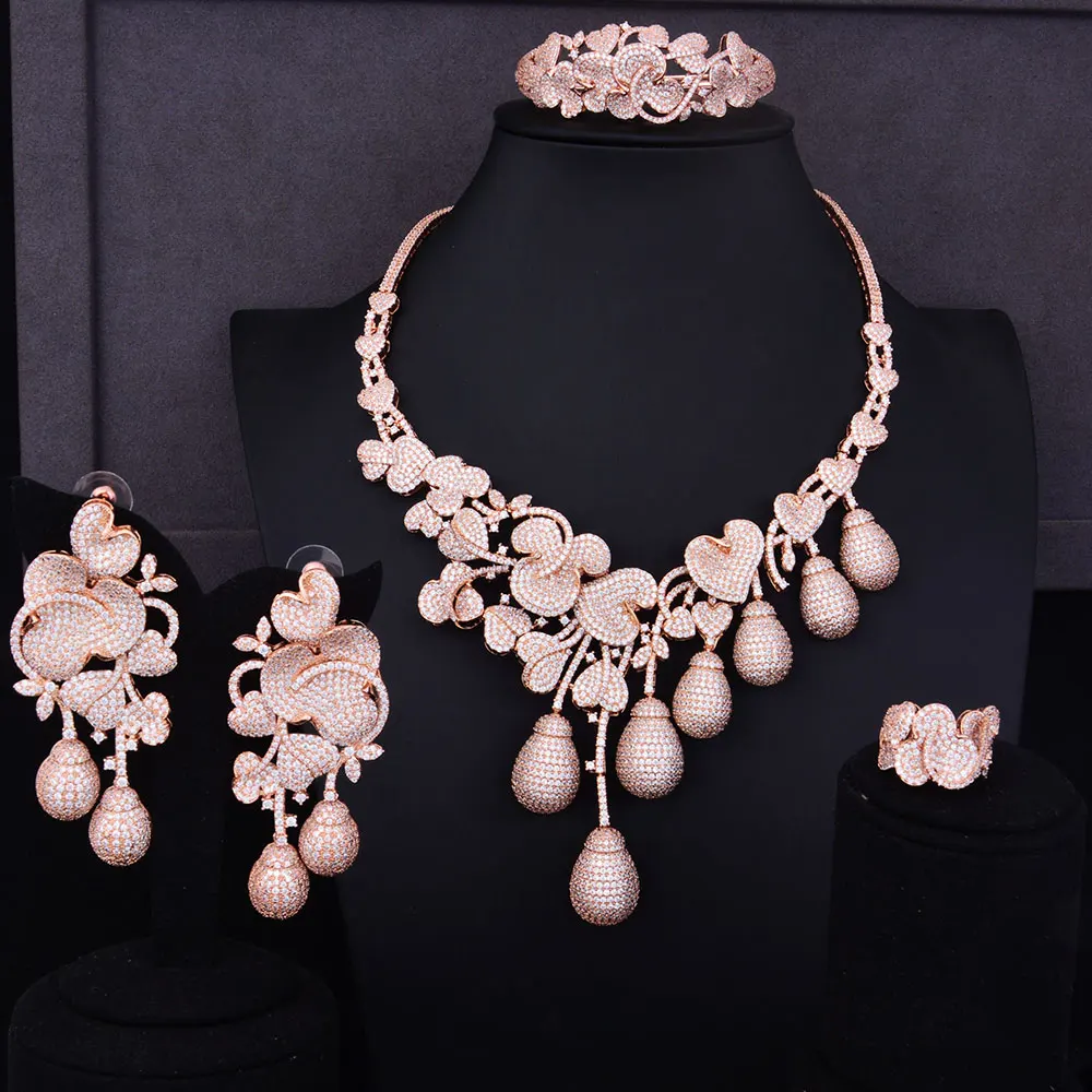 GODKI Luxury Flower Bud Mixed Women Wedding Cubic Zirconia Necklace Earring Saudi Arabia Jewelry Set Jewellery Addiction