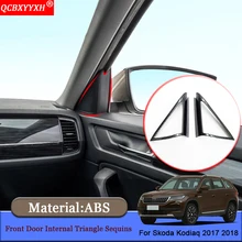 QCBXYYXH Автомобильный дизайн ABS передней двери автомобиля внутренний Треугольники Стикеры пайетки авто аксессуары украшения для Skoda Kodiaq
