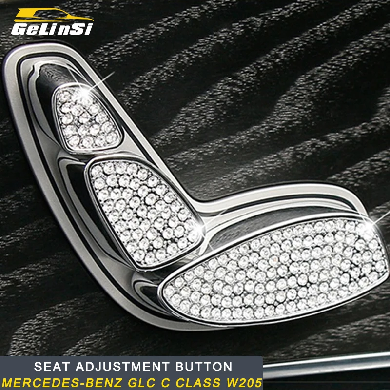 

Gelinsi for Mercedes Benz GLC C Class W205 2016-2019 Car Rhinestone Seat Adjust Button Frame Trim Cover Sticker Accessories