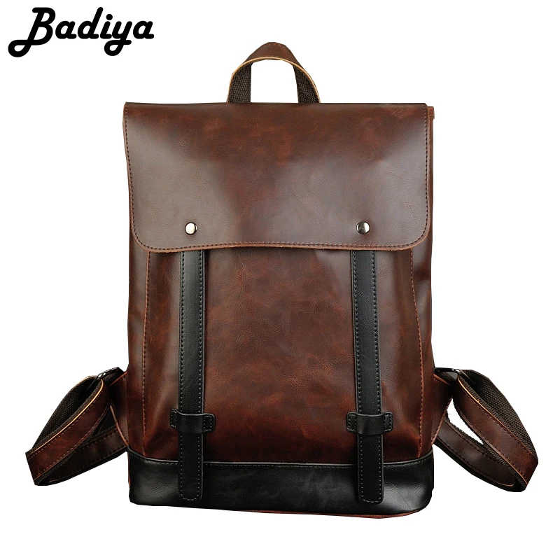 

Fashion Brand Backpacks Vintage PU Leather Backpacks For Men Large Capacity Hasp Zipper Shoulder School Bag Casual Travel Bags