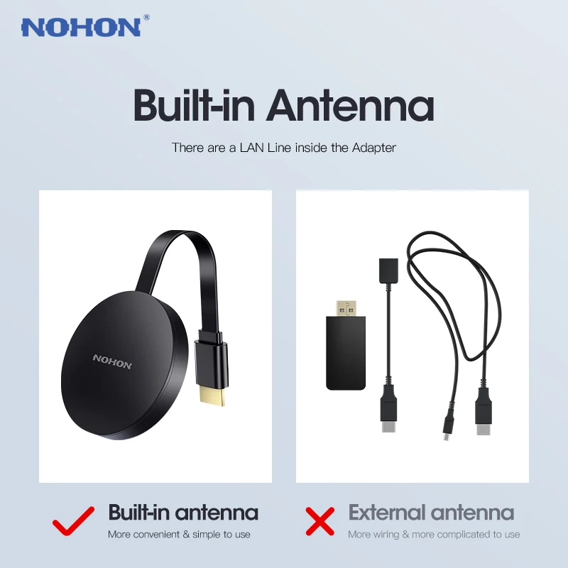 NOHON HDMI приемник для iPhone 8 X iPad samsung huawei Xiaomi беспроводной дисплей LAN 5 ГГц антенный адаптер домашний кинотеатр образование