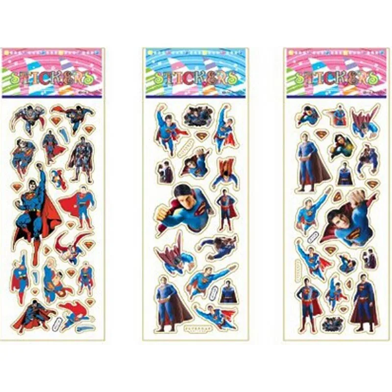 

5pcs/lot cartoon superman stickers kid children educational stickers for girl boy srapbooking stickers