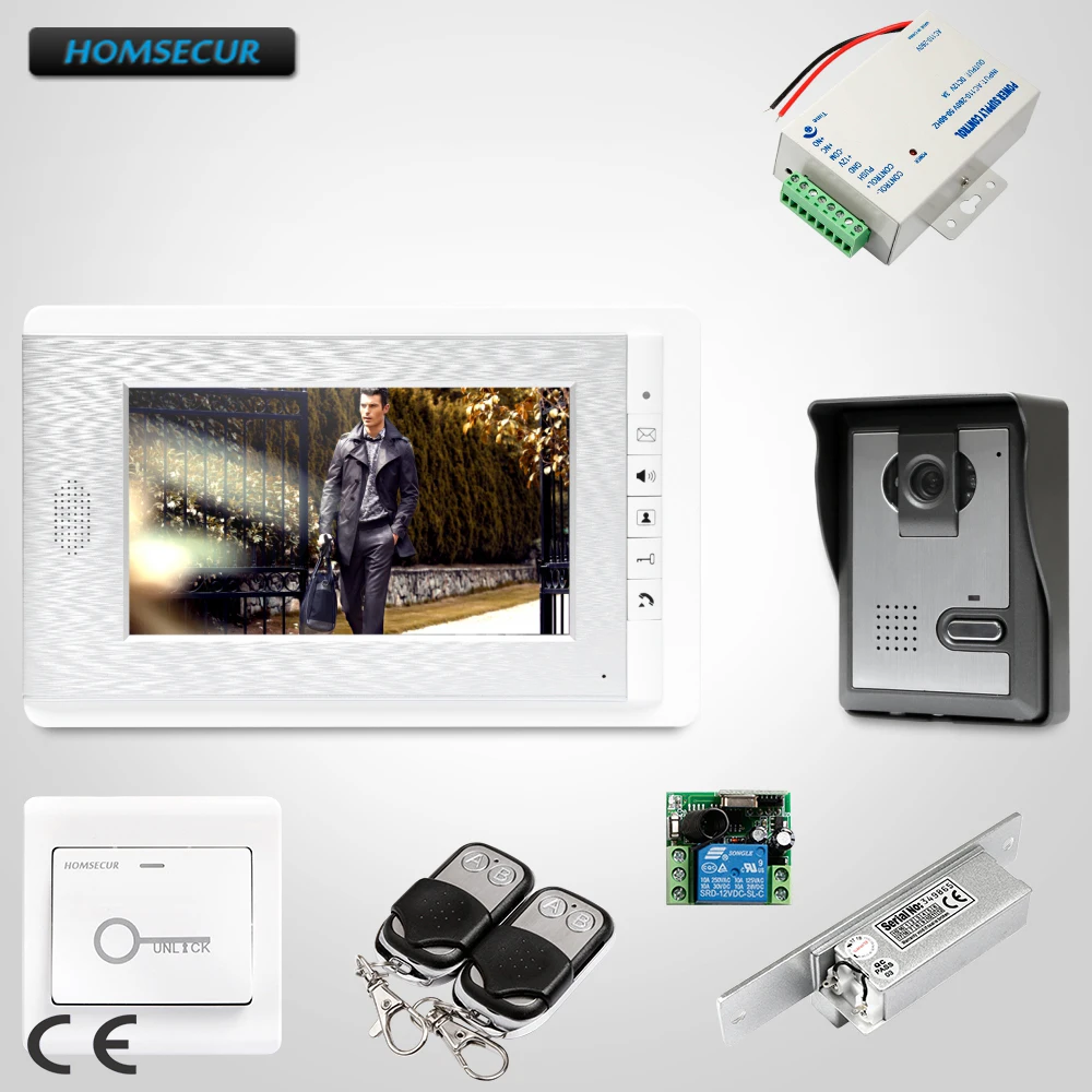 

HOMSECUR 7inch Wired Video Door Phone Intercom System Electric Strike Lock Set Included : XC005+XM708-S