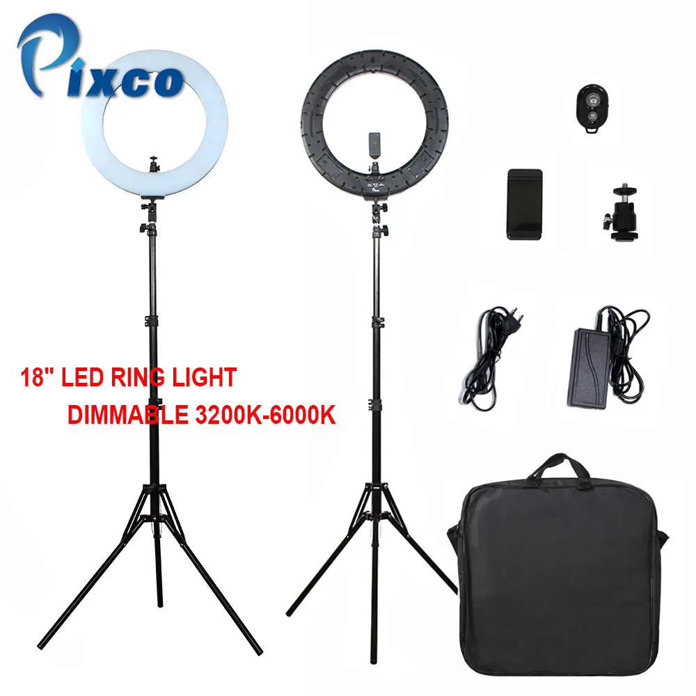 Pixco 18 дюймовая фотостудия 480 шт лампочек LED Кольцевой свет двухцветный 3200 6000k для