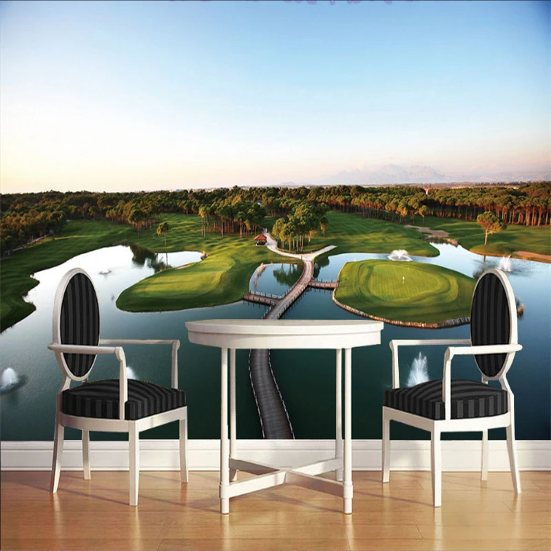 

Customized 3D Wall Murals Island Lake Golf View Non-Woven Wallpaper Roll For Walls Living Room Desktop Home Decor Mural Wall